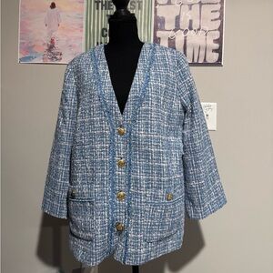 Talbots Blue Multicolor Tweed Blazer